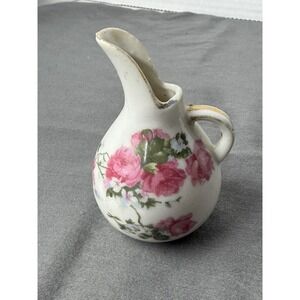 Vintage Bone‎ China Floral Painted Gold Trim Small Bud Vase Pitcher BS3